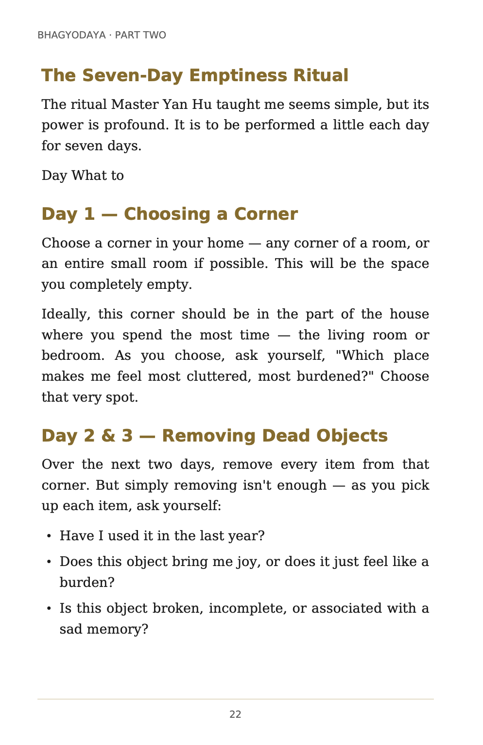 Sample page from Bhagyoday Part 2 — The Seven-Day Emptiness Ritual